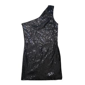 Alice & Olivia Silk One Stap Asymmetrical Shimmer Sparkle Dress Party New Year